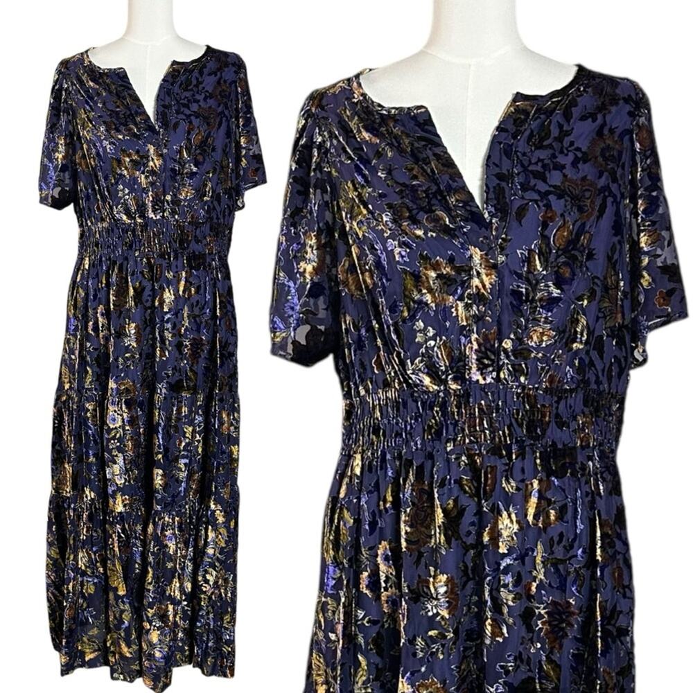 Anthropologie The Somerset Maxi Dress Velvet Devore Edition Size 2X Bohemian - Picture 9 of 16